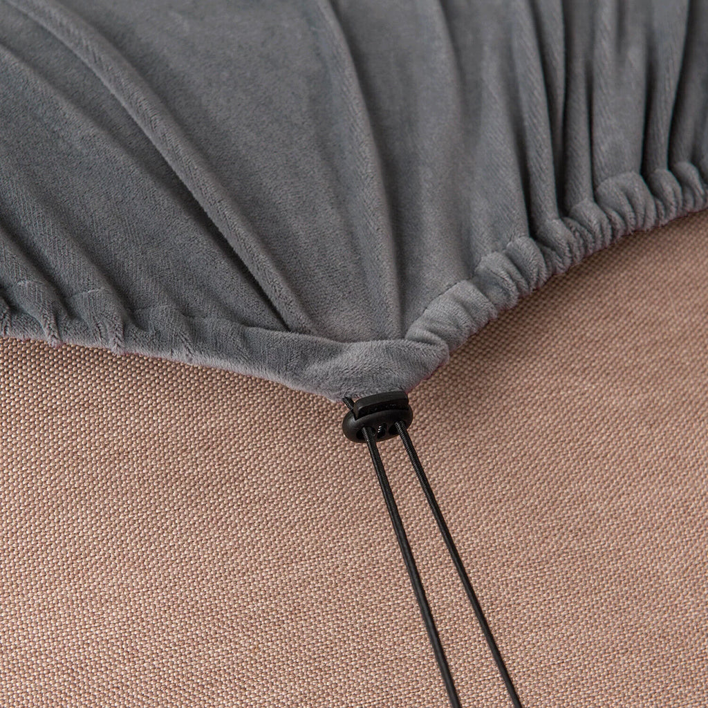 5-Pieces Velvet Stretch Couch Slipcovers (Dark Grey) P429398