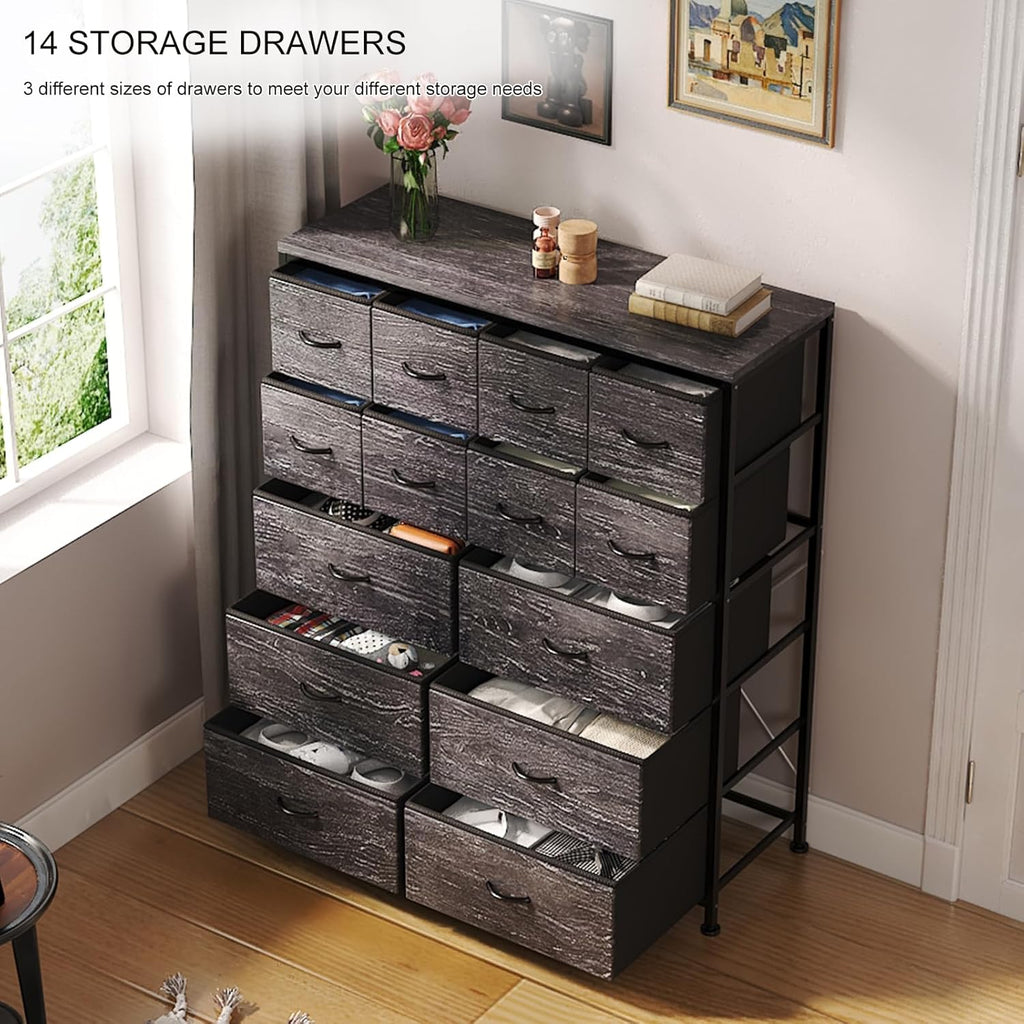 14 Drawer Tall Fabric Dresser G1744
