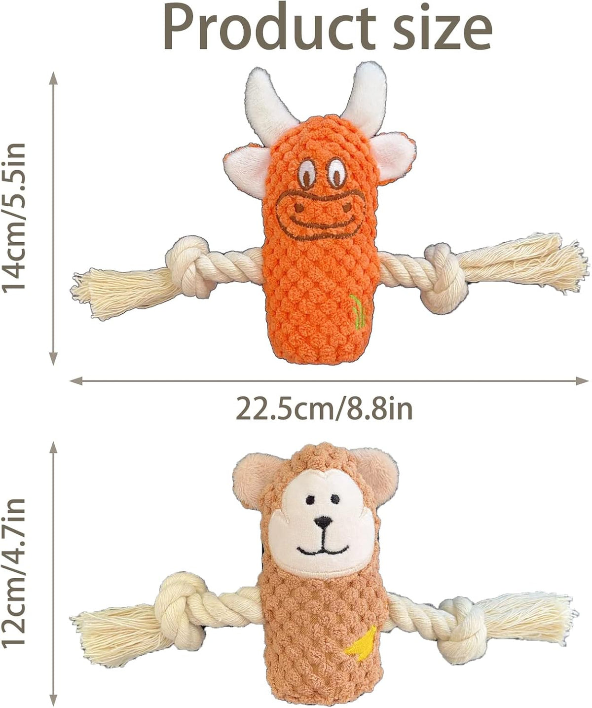 6 Pack Cotton Rope Dog Squeak Plush Toys N325