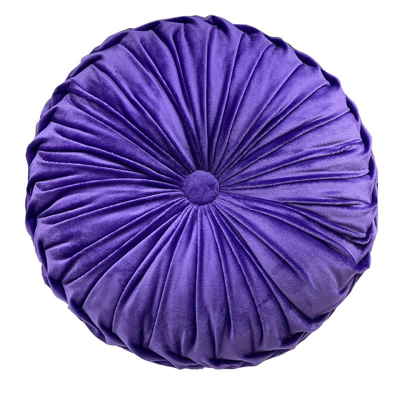 Yellow Velvet Round Throw Pillow E89014