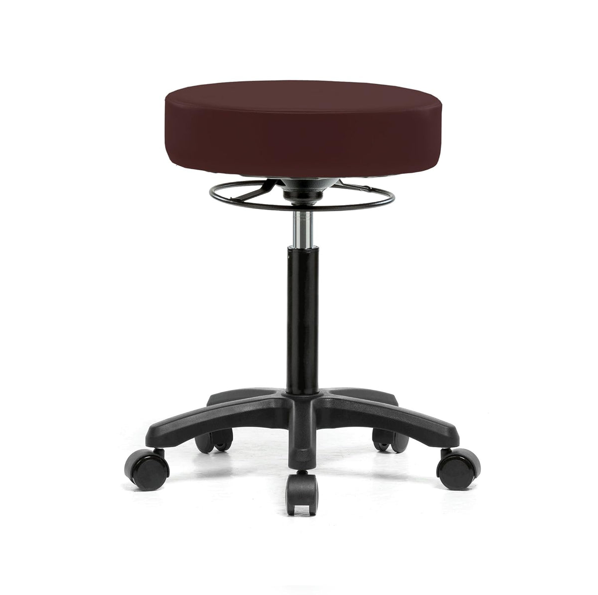 Height Adjustable Rolling Stool 18-23 inches 250-pound Capacity Charcoal Vinyl V8934
