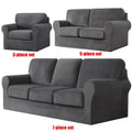 5-Pieces Velvet Stretch Couch Slipcovers (Dark Grey) P429398