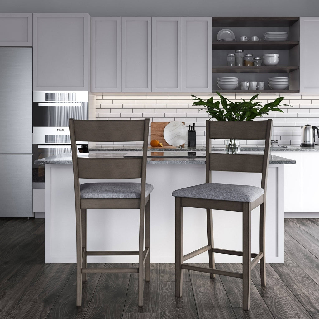 Washed Gray Counter Height Dining Chair Set of 2 G375