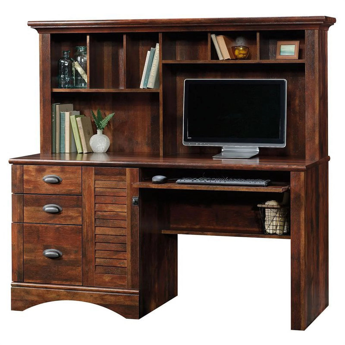 Computer Desk and Hutch with CPU Storage and Keyboard Drawer O99503