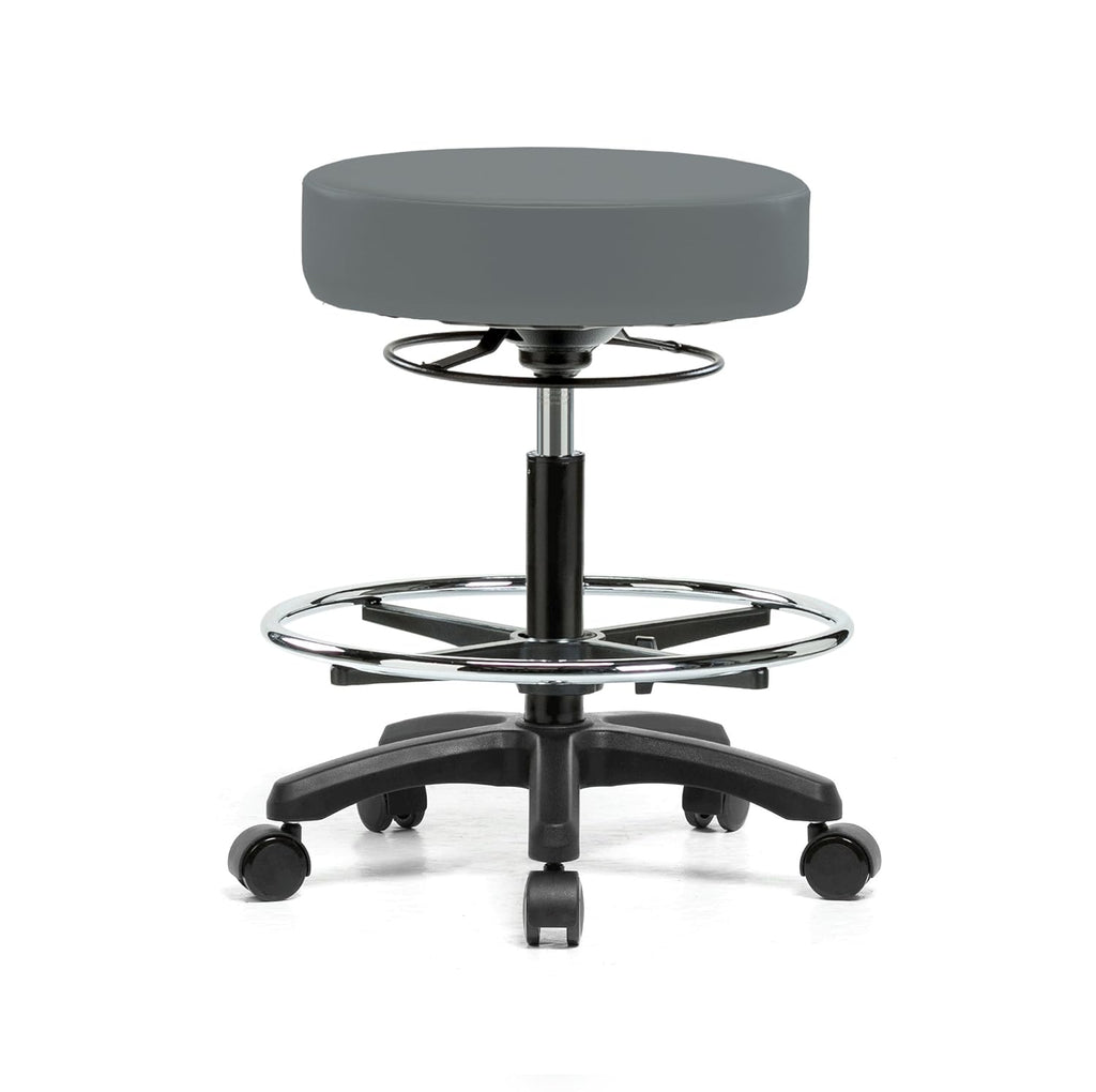 Height Adjustable Rolling Stool 18-23 inches 250-pound Capacity Charcoal Vinyl V8934
