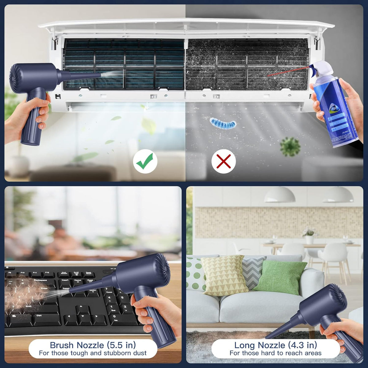 Cordless Electric Air Duster 3-Gear 7500mAh Pack of 2 F203