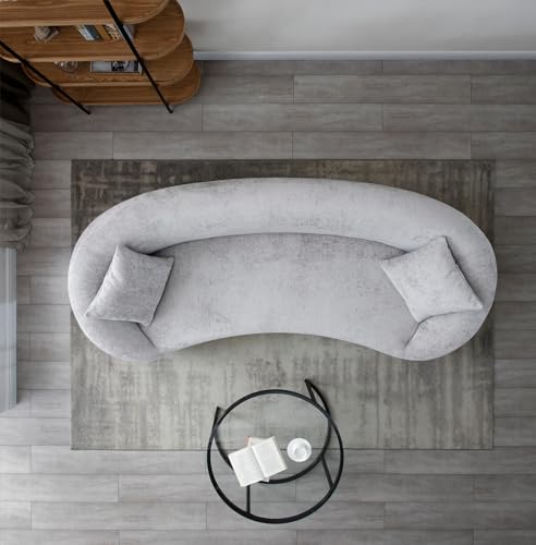 Light Gray Chenille Velvet 3 Seater Curved Sofa M910743