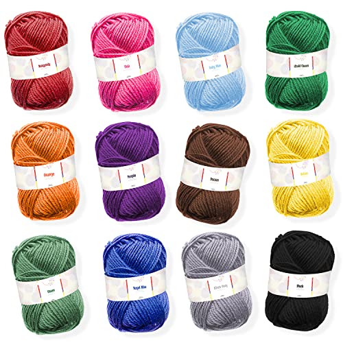 43 Piece Crochet Kit with 9 Crochet Hooks Set and 55 Yards of Yarn, Canvas Tote Bag S428