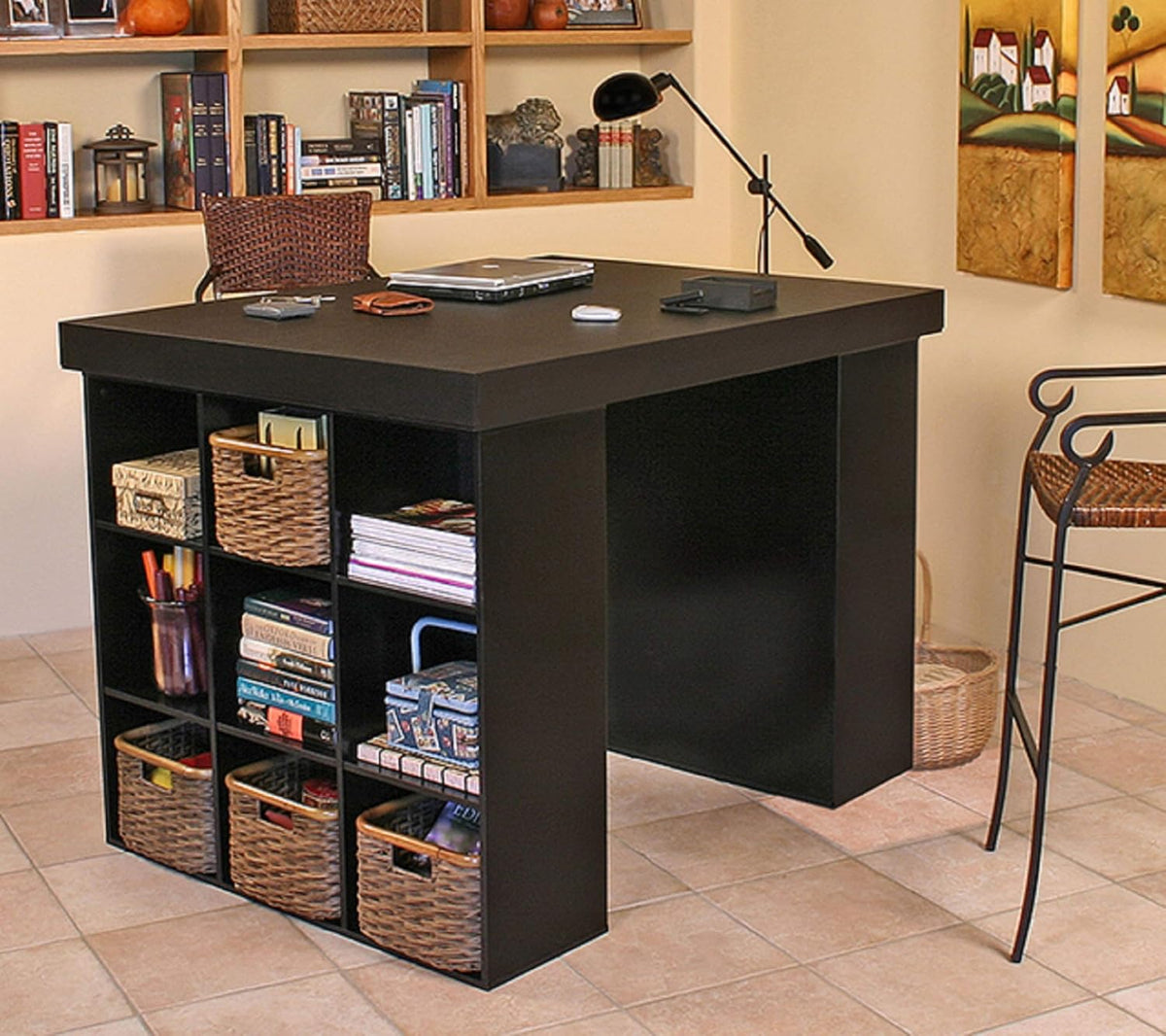 White Desk with 2 Bookcase Sides O932057