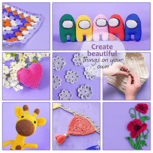 43 Piece Crochet Kit with 9 Crochet Hooks Set and 55 Yards of Yarn, Canvas Tote Bag S428