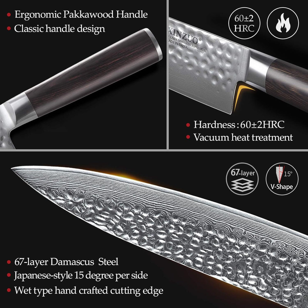 Damascus Steel 15Pcs Kitchen Knife Set with Acacia Wood Block X14205