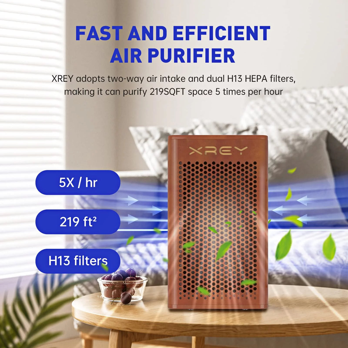 Walnut Air Purifier with H13 True HEPA Filter N974503