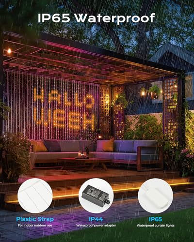 400 RGBIC LED Smart Curtain Fairy Lights, 6.6x6.6ft, IP65 Waterproof B3765