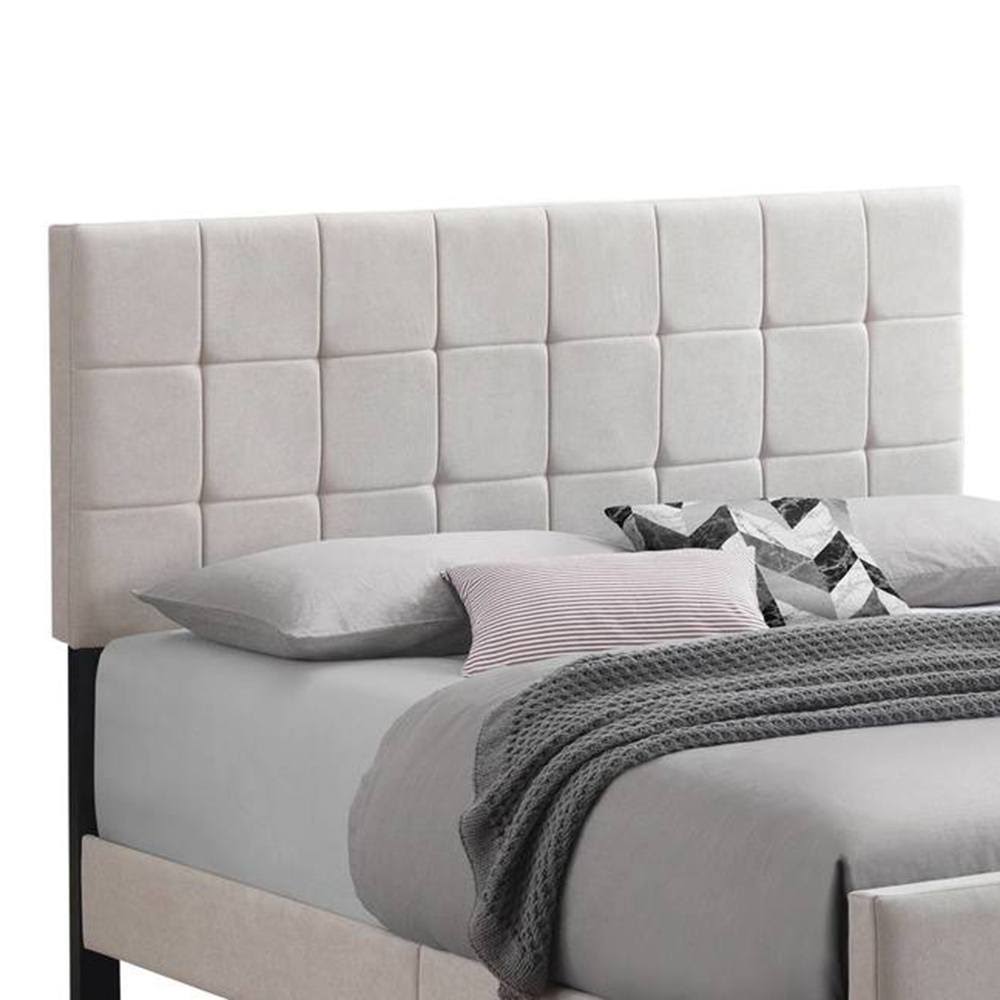 Beige King Upholstered Panel Bed Z34930