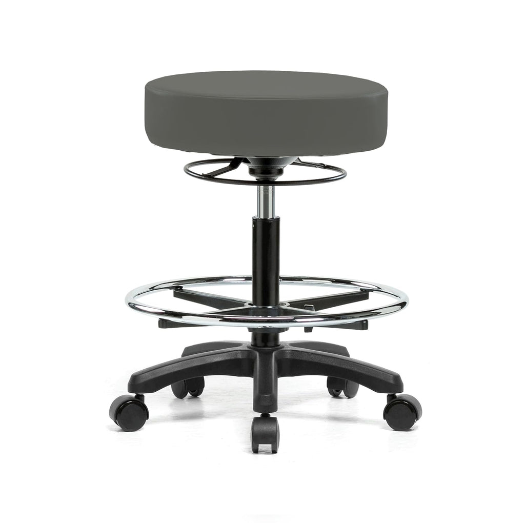 Height Adjustable Rolling Stool 18-23 inches 250-pound Capacity Charcoal Vinyl V8934