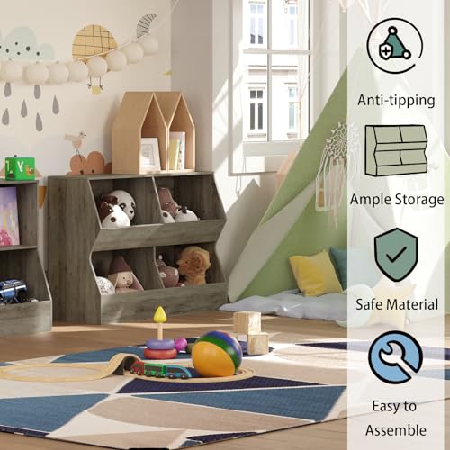 4 Cubby Wooden Toy Storage Bookshelf V460289