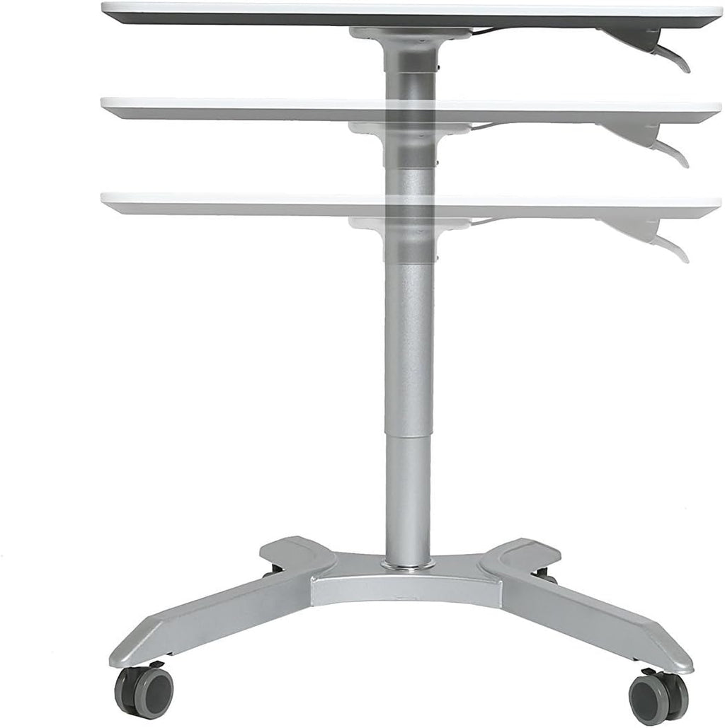 White Pneumatic Height Adjustable Mobile Laptop Desk Cart R554
