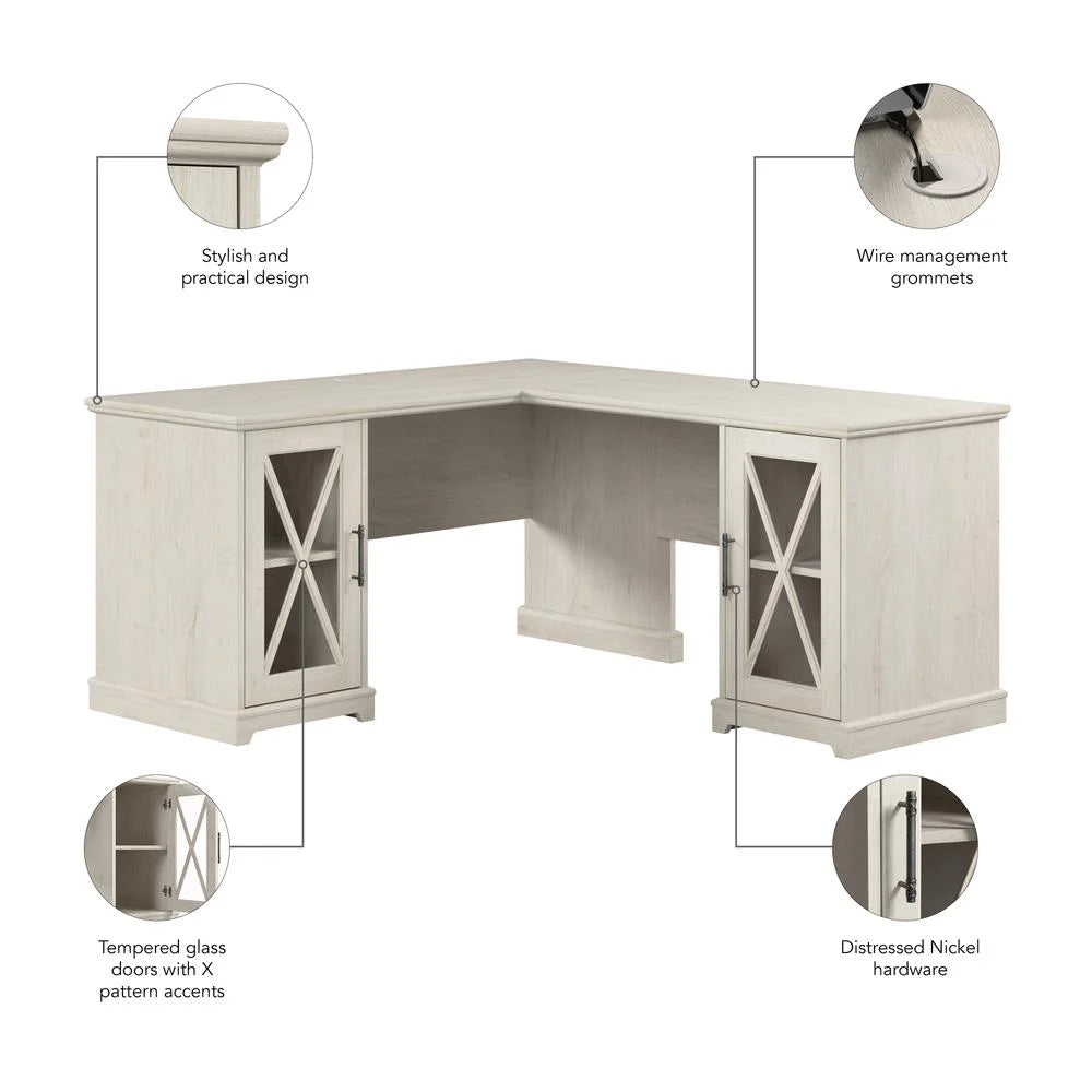 Linen White Oak L-Shaped Desk R732956