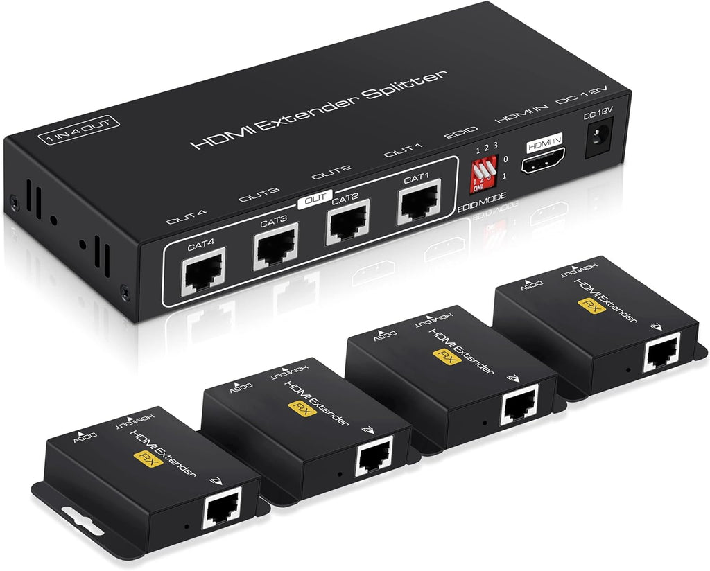 1X2 HDMI Extender Splitter 165ft with 2 HDMI Local Loop-Out, 1080P@60Hz, Pack of 2 G11305