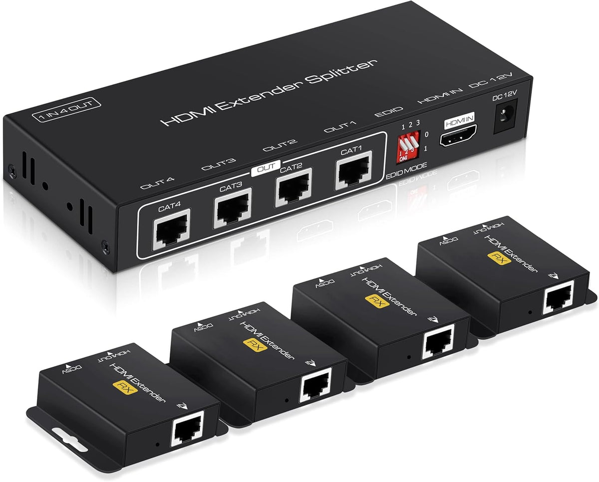 1X2 HDMI Extender Splitter 165ft with 2 HDMI Local Loop-Out, 1080P@60Hz, Pack of 2 G11305