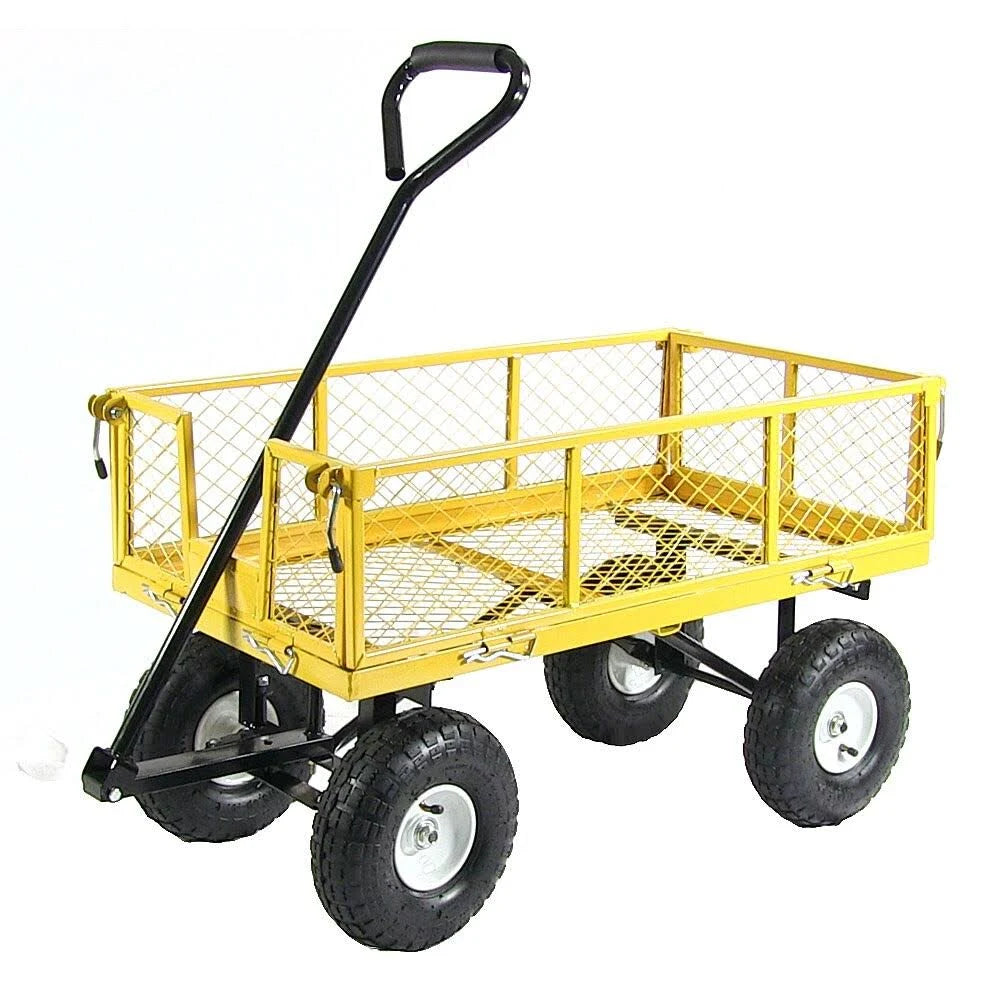 Yellow Utility Cart with Folding Sides and Liner Set W3387