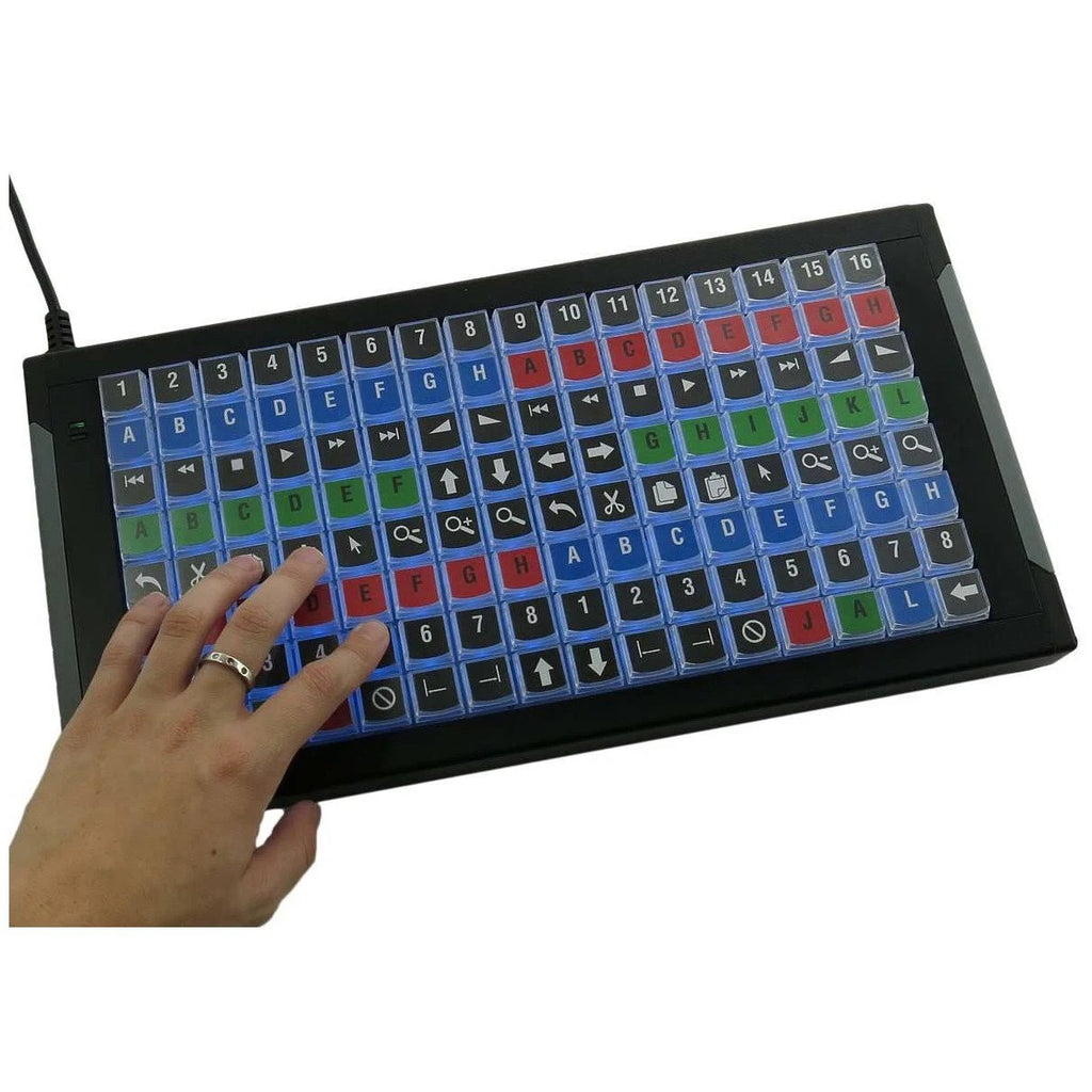 128-Keys Customizable USB Keyboard with Blue and Red Backlighting V8850