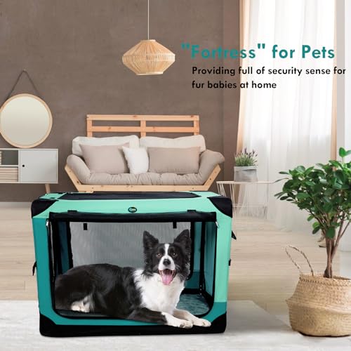 42 inch Collapsible Dog Crate with Durable Mesh Windows V725