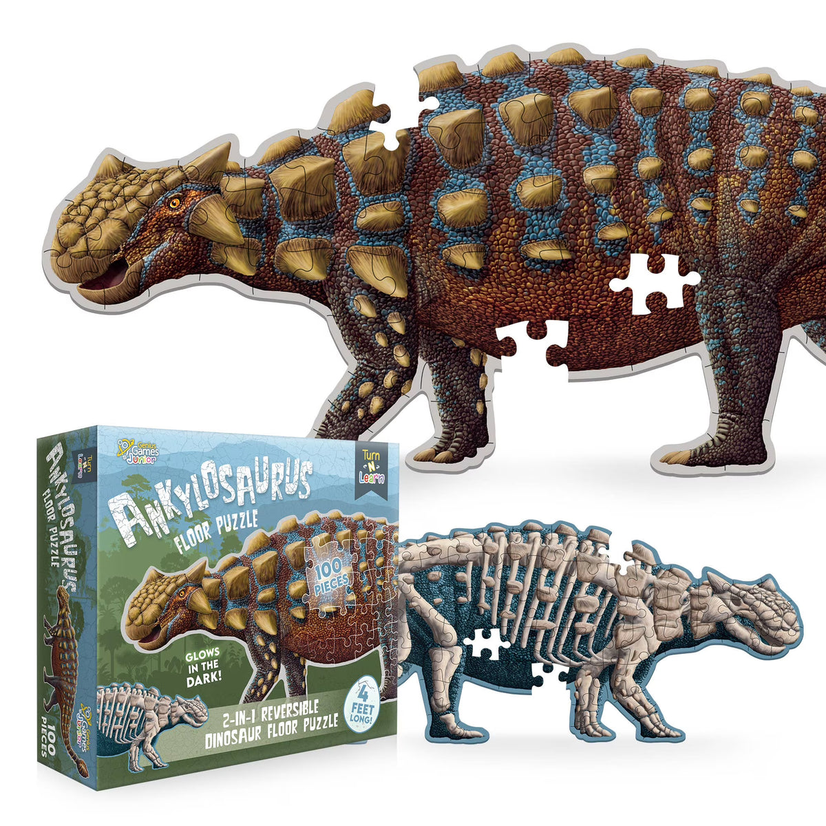 100-Piece Double Sided Glow-in-The-Dark Dinosaur Jigsaw Puzzle P643