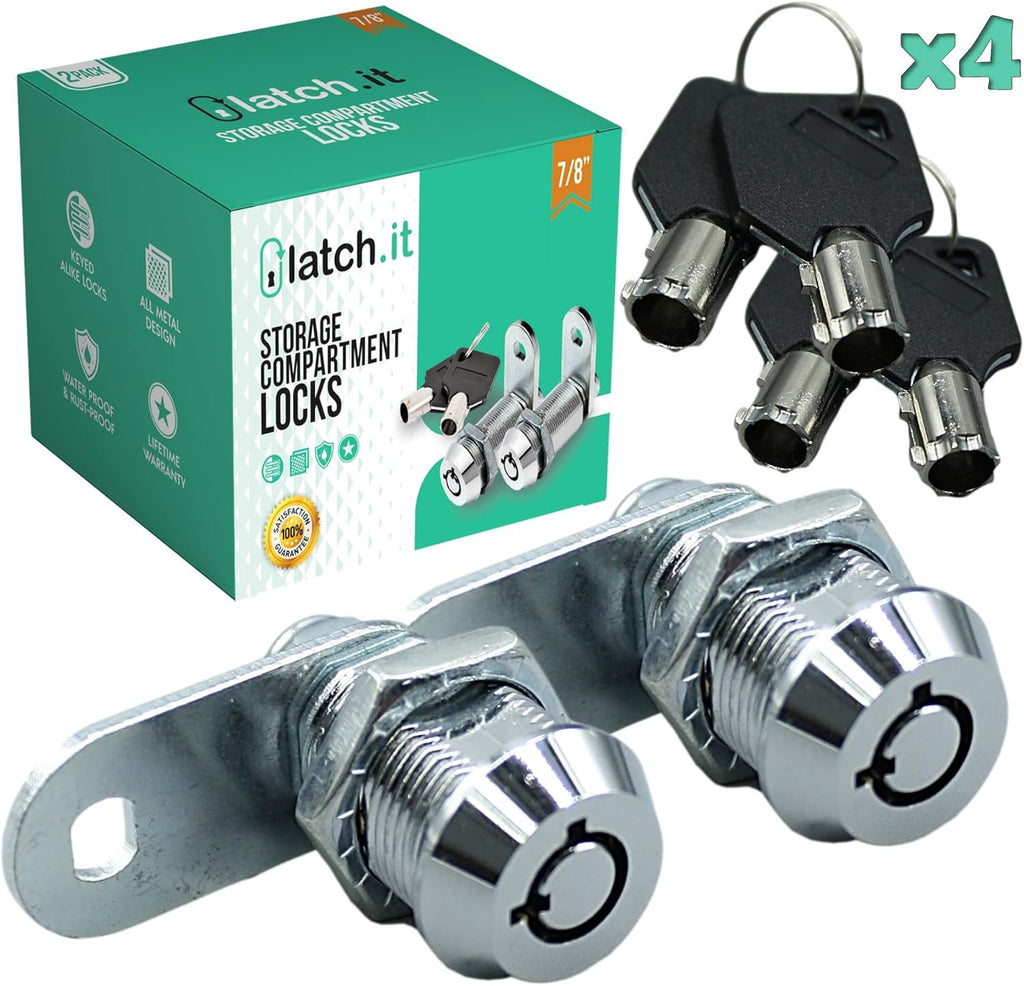 7/8” RV Storage Locks 5-Pack 100% Metal Utility Cam Lock with 10 Keys B831357