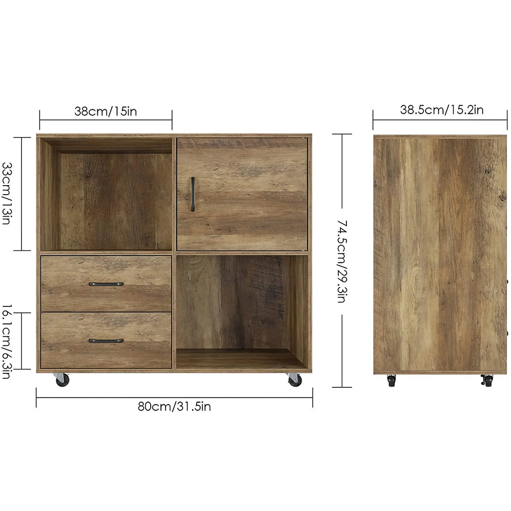 Wooden 2 Drawer File Cabinet with Wheels E35611