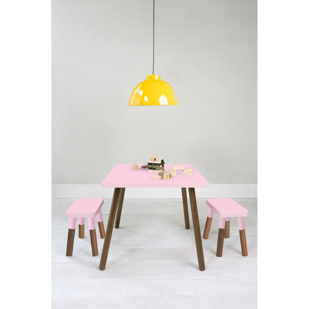 Set of 2 Wood Veneer Kids Chairs Walnut/Pink W578522