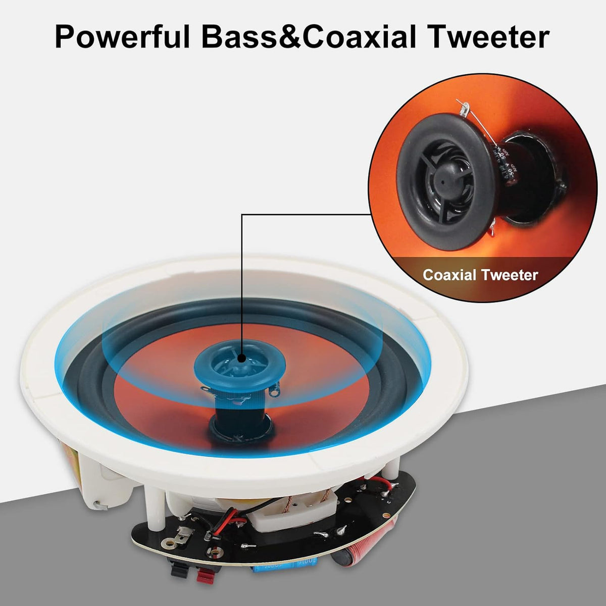 6.5” Flush Mount 2-Way Bluetooth Speakers, 300 Watts Max Power, Pack of 2 T917