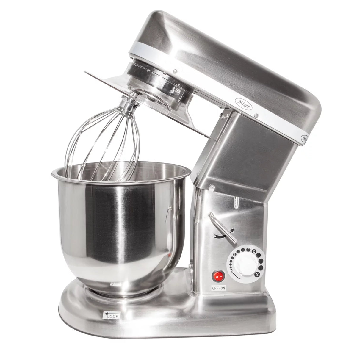 Commercial Food Mixer with Dough Hook, Wire Whip & Beater Stainless Steel 7L V1723