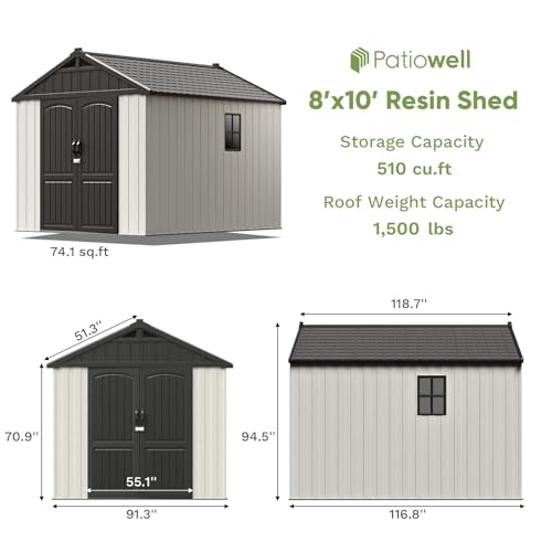6x4 FT Plastic Outdoor Storage Shed Light Grey K87720