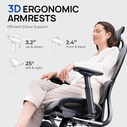 Grey and Black Mesh Ergonomic Office Chair with Footrest W129625