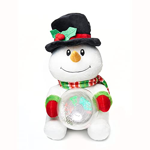 Animated Christmas Snowman LED Light Plush Toy 12 Inches V9321