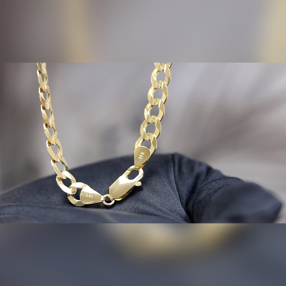 14K Yellow Gold 8MM Solid Cuban Curb Link Chain Necklaces Z145