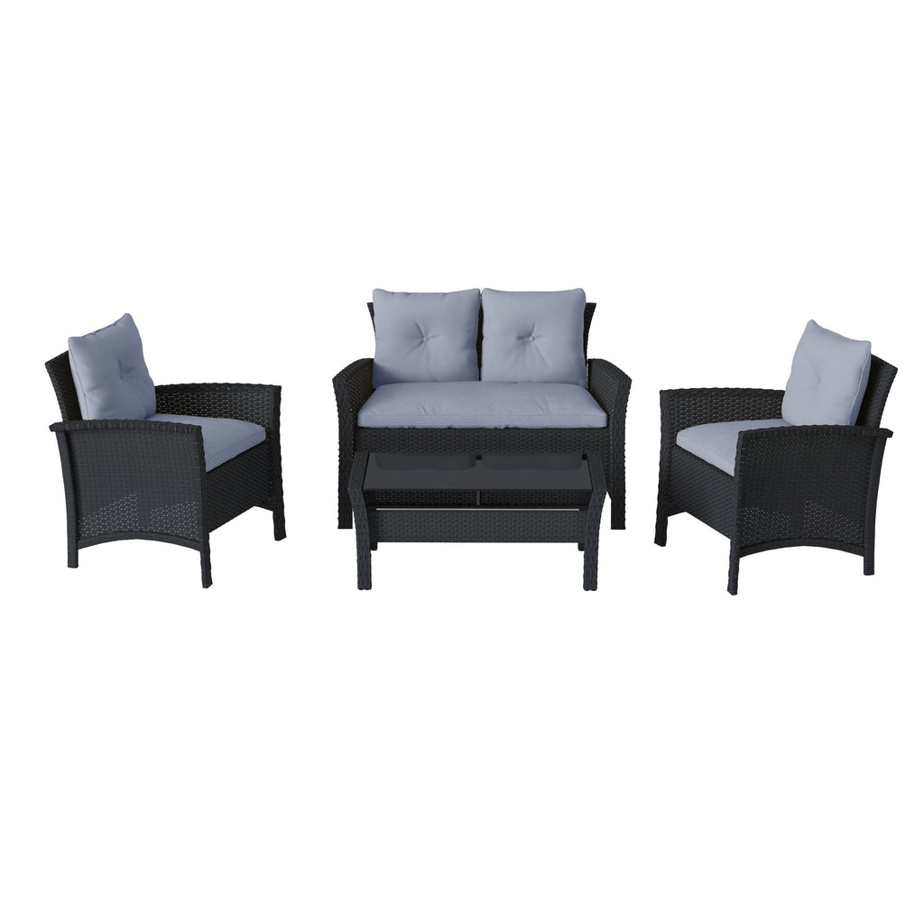 Black Rattan Wicker Patio 4pc Set G499