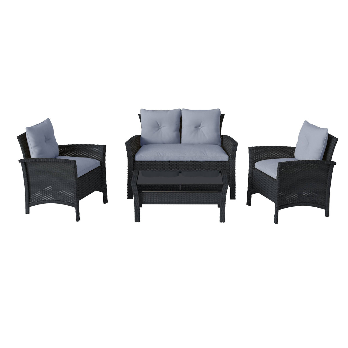 Black Rattan Wicker Patio 4pc Set G499