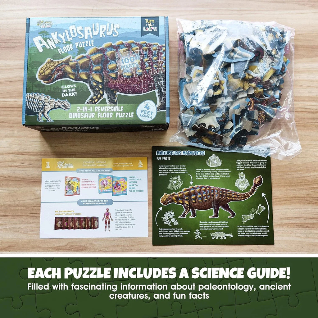100-Piece Double Sided Glow-in-The-Dark Dinosaur Jigsaw Puzzle P643