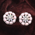 Natural Pink Opal Diamond Gemstone 925 Sterling Silver Earrings N759709