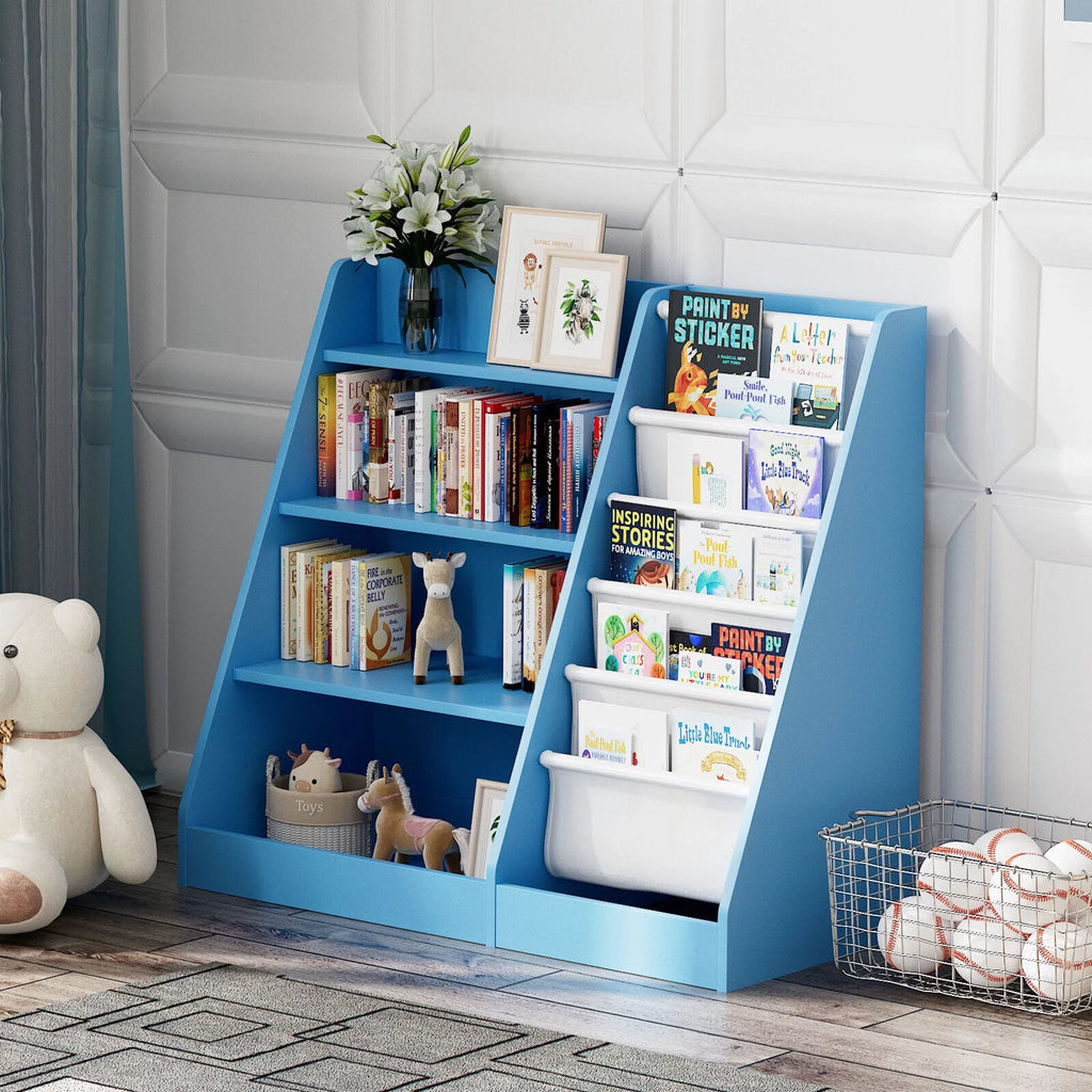 Blue 5-Layer Kids Wooden Bookshelf B174