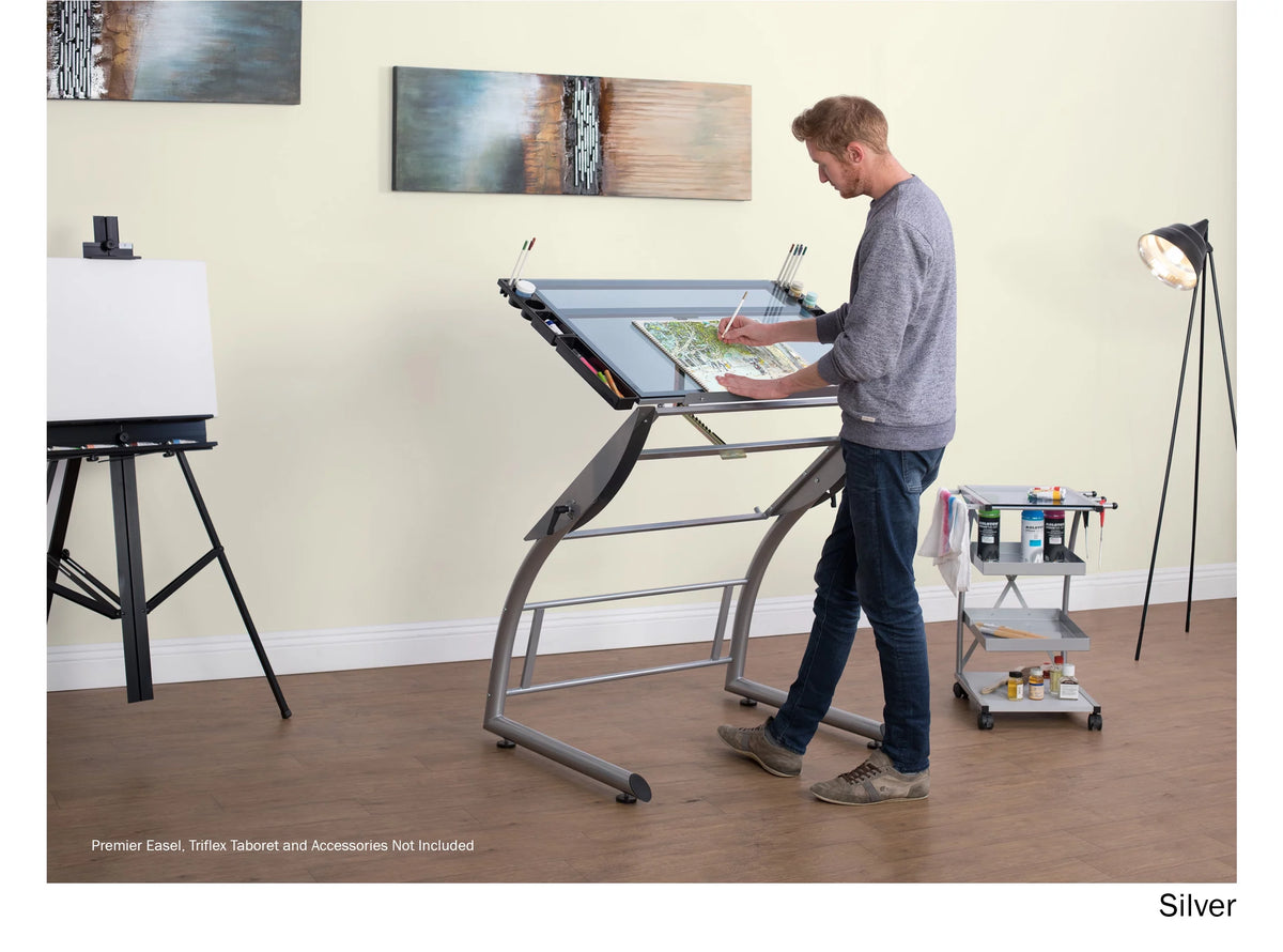 Adjustable Glass Top Crafting Table K7594