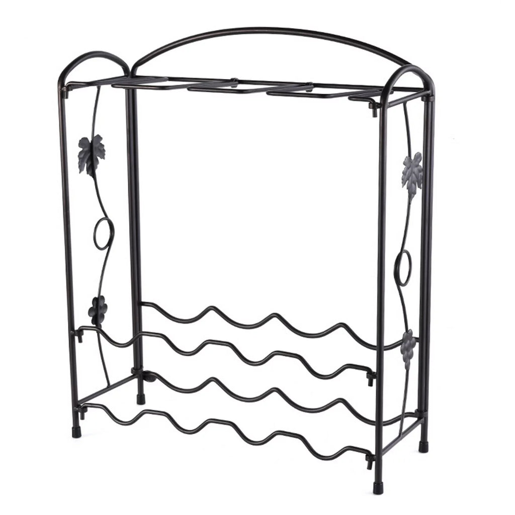 Metal Wine Rack with Glass Holder for 8 Bottles and 8 Glasses G789592