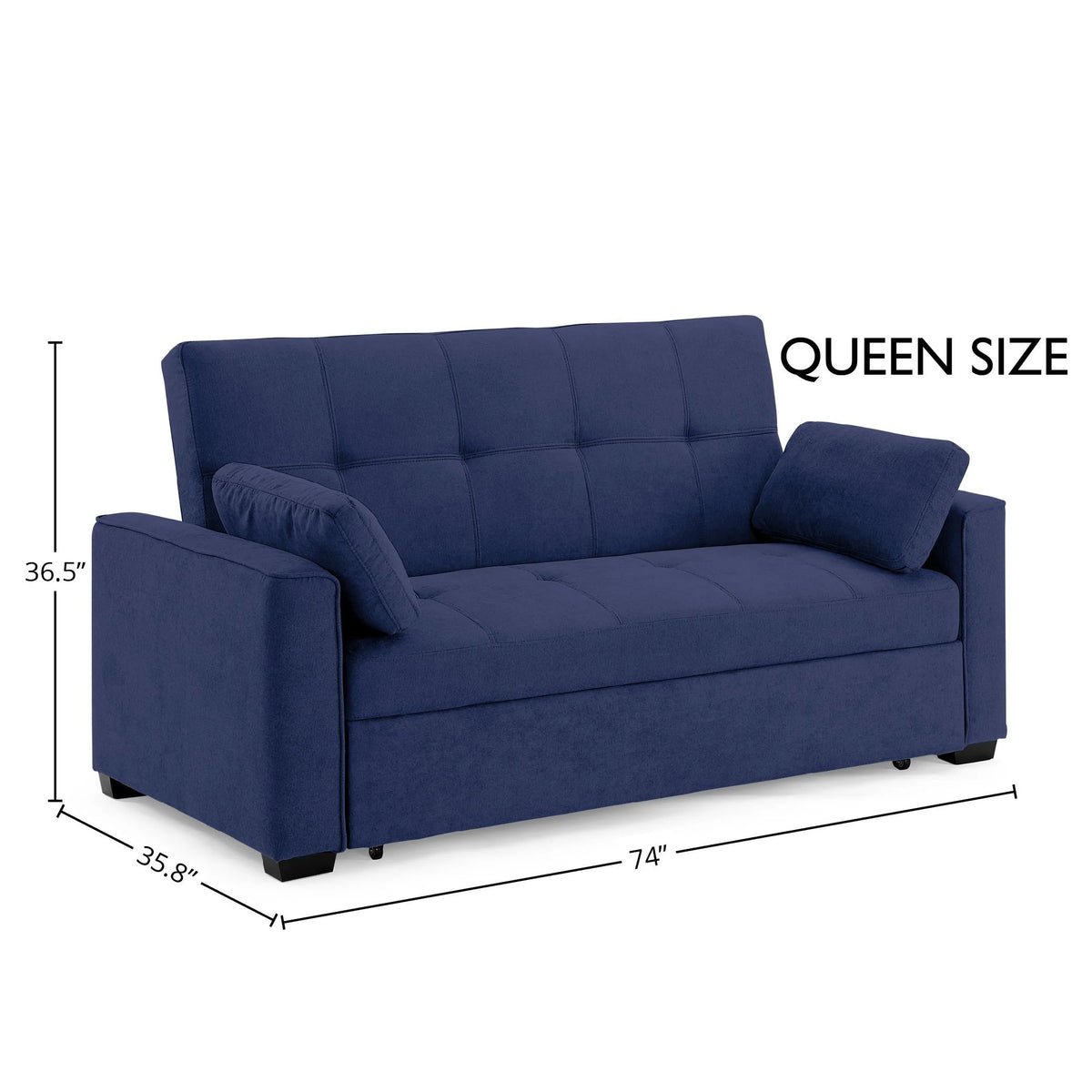 Navy Chenille Queen Size Sleeper Sofa Z7441