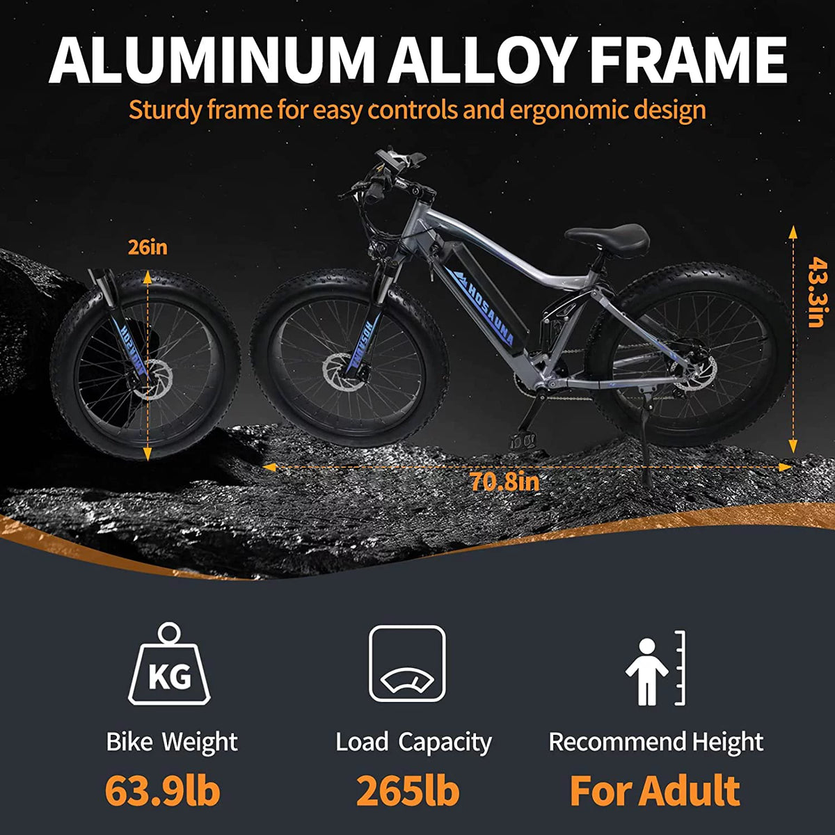 500W 26'' Fat Tire Electric Mountain Bike X918