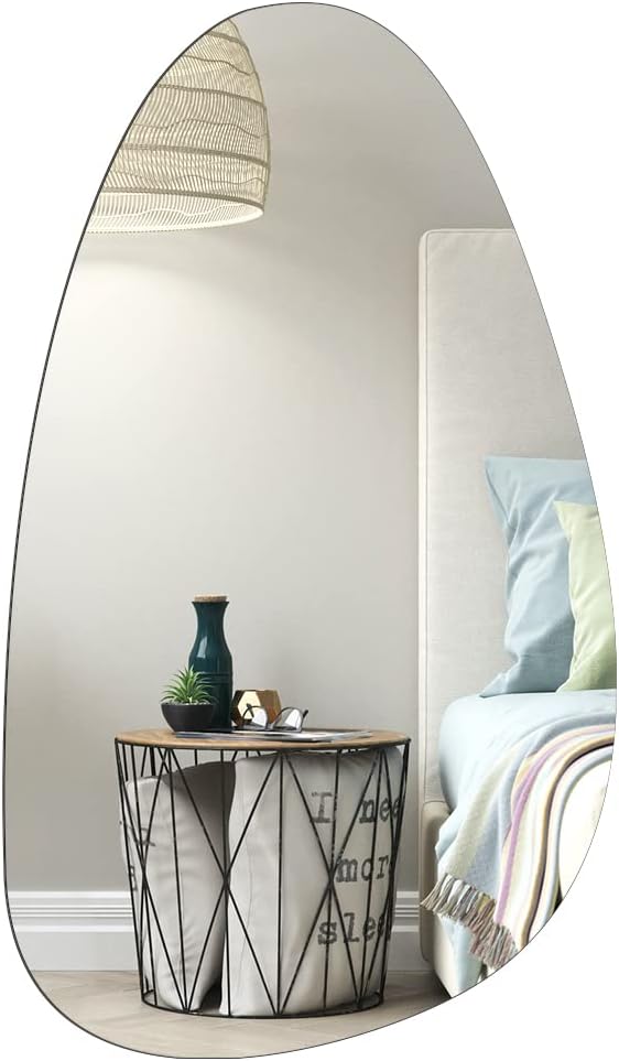 Irregular 20 x 33 Inch Wall Mounted Frameless Mirror F320