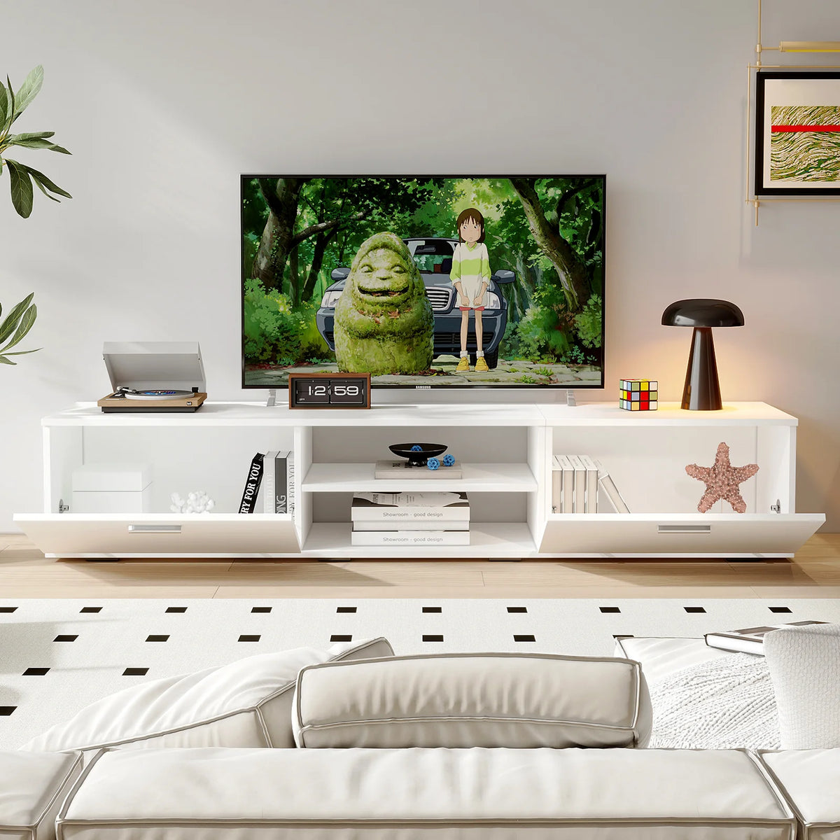 White Modern TV Stand for 55/65/70 Inch TVs I154