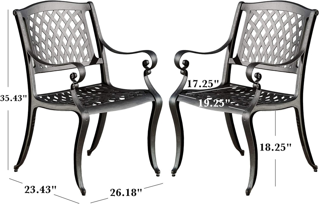 Black Sand Cast Aluminum Chairs 2-Pcs Set T563