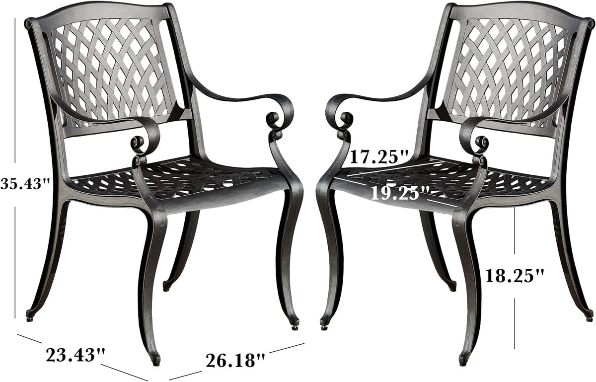 Black Sand Cast Aluminum Chairs 2-Pcs Set T563